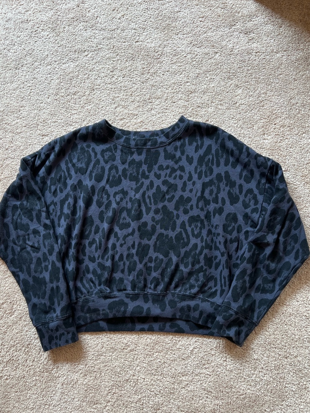 Socialite Black and Navy Leopard Cropped Sweatshirt